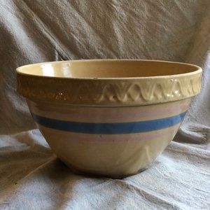 Vintage Yellowware Striped Stoneware Mixing Bowl 9 ½"